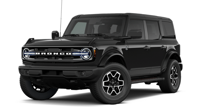 2026 Ford Bronco Outer Banks in Shadow Black — front three-quarter view